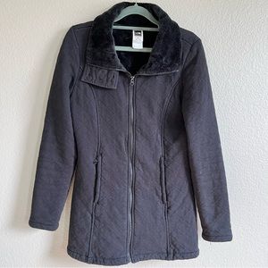 EUC NorthFace Black Hip length fleece lined coat